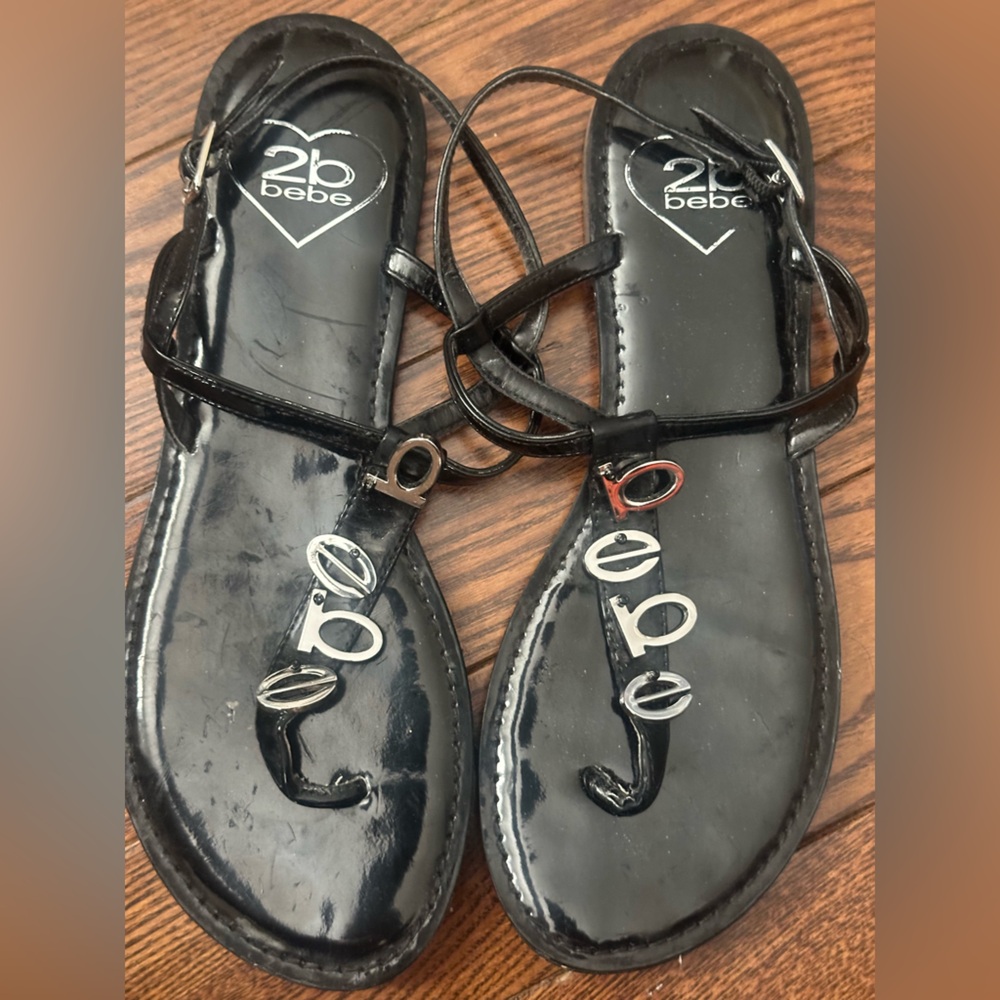 2B Bebe Glossy Black Women's Sandals